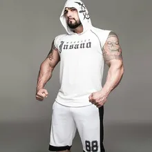 Новая модная мужская Толстовка без рукавов для фитнеса, Спортивная майка без рукавов для бодибилдинга и тренировок