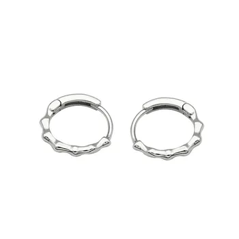 

12mm 925 Sterling Silver Small Hoop Earrings For Women Bamboo Huggie Earings Tiny Hoop Fine Jewelry Kpop Hypoallergenic