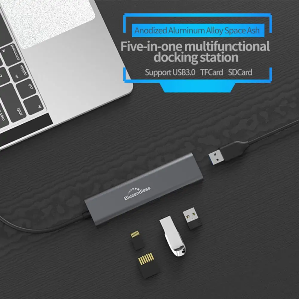 Blueendless док-станция USB/TYPE-C Многофункциональный(USB3.0*3+ SD карты памяти и слот для карты SD) 5-в-1 хаб-конвертер частоты 5Gbp/s