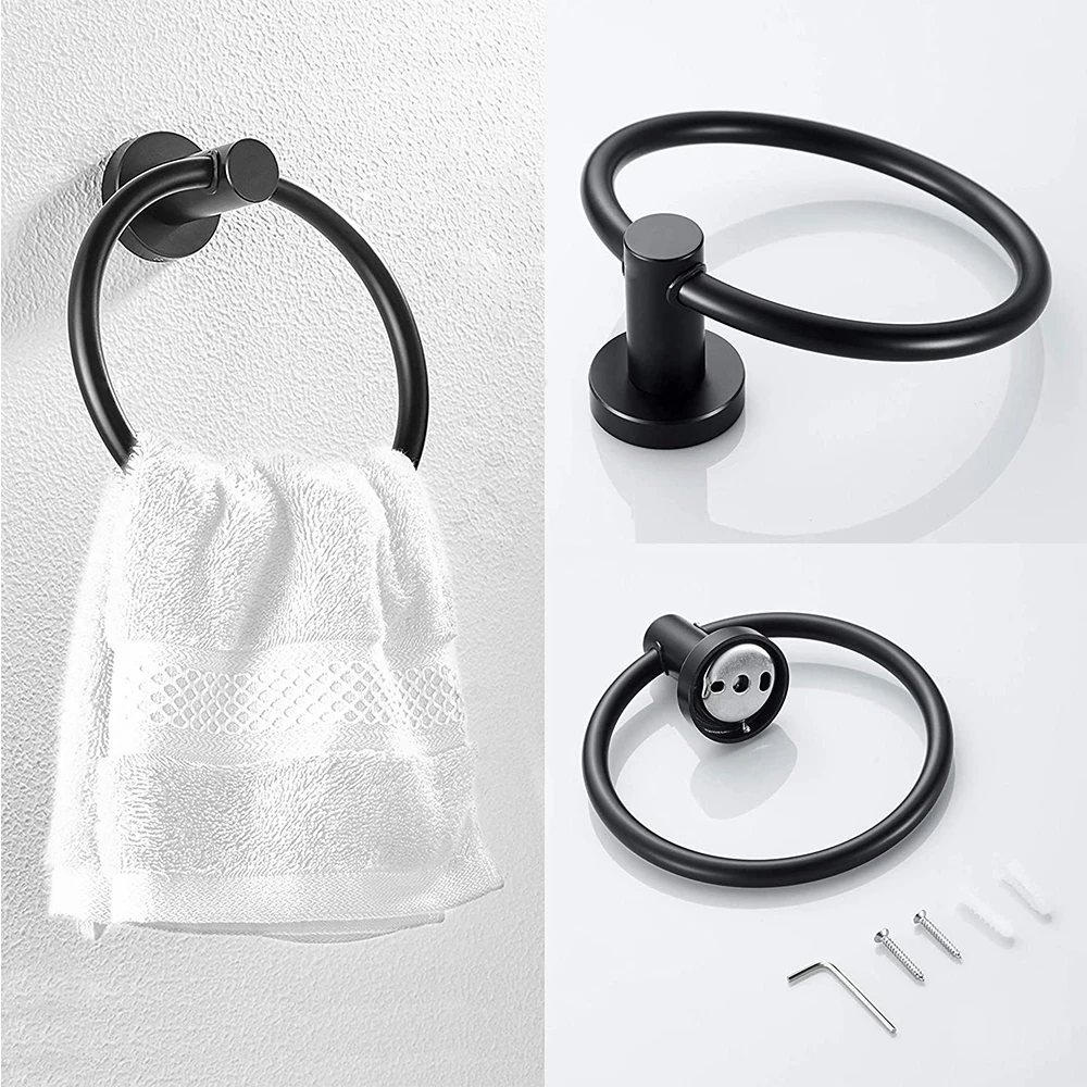 Bathroom Accessories Sets Wall Mount Towel Holder Ring Stainless Steel Toilet Paper Roll Holder