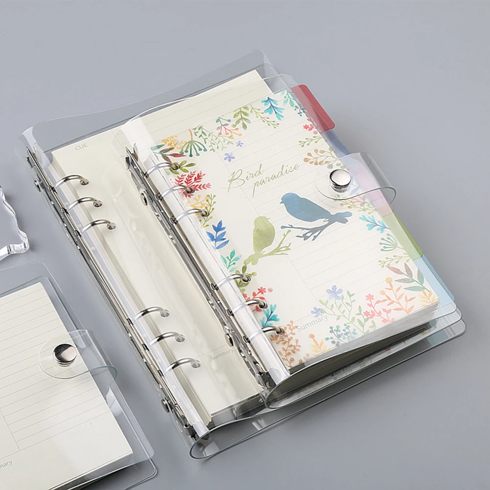 

A5/A6/A7 Notebook Transparent Color PVC Clip File Folder Loose Leaf Ring Binder Planner Agenda School Office Supplies