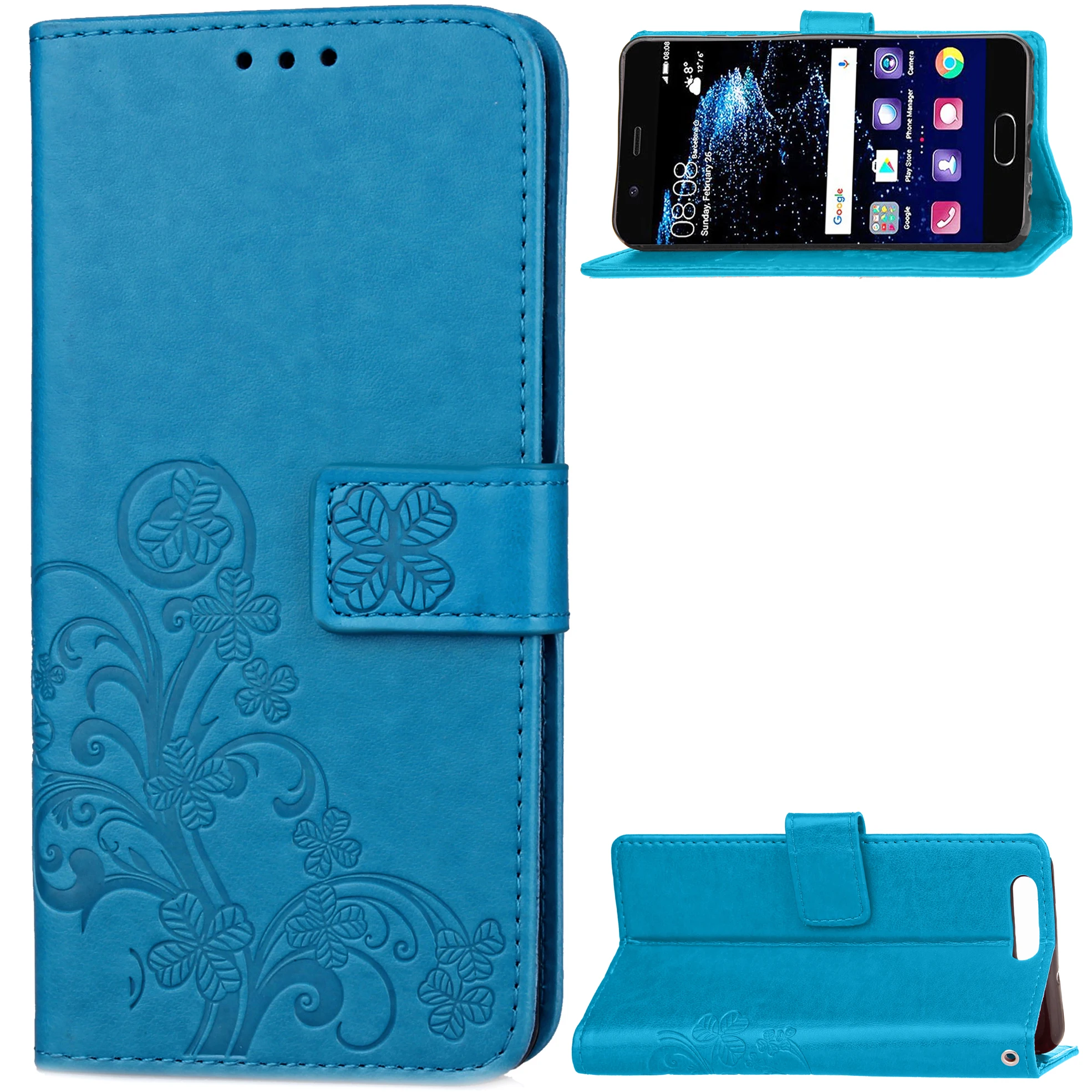 Кожаный держатель для карт с подставкой Магнитный флип чехол клевером huawei P30 20 Pro