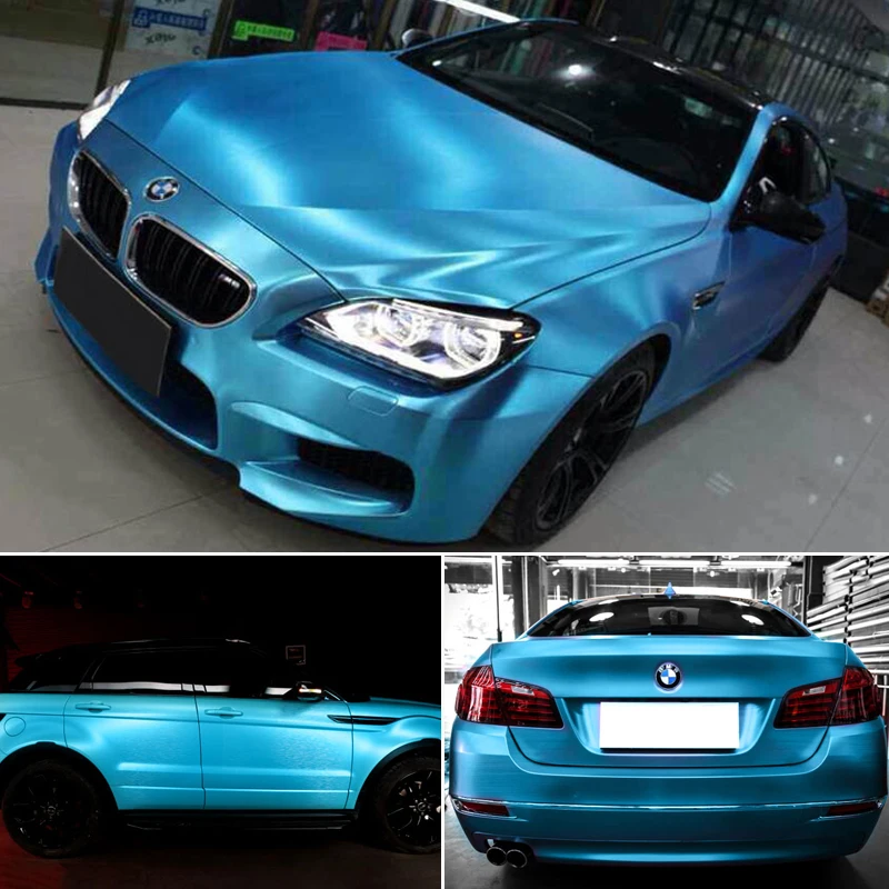 

18Mx1.52M Brushed Finish ICE Matte Blue PVC Vinyl Wrap Film Car Styling Whole Body Sticker Decals Roll Air Bubble Channel Free