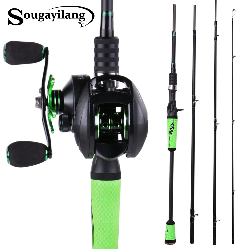 

Sougayilang 2.1m 2.4m Fishing Rod Combo 4 Section Casting Portable lure Rod and 12+1BB Baitcasting Reel 8.1:1 Casting Reel Pesca