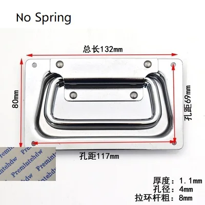 2 шт./партия хромированный стальной дорожный полёт аудио ящик для инструментов пружинная Тяговая ручка встраиваемый монтаж для лица - Цвет: 132mm Naked