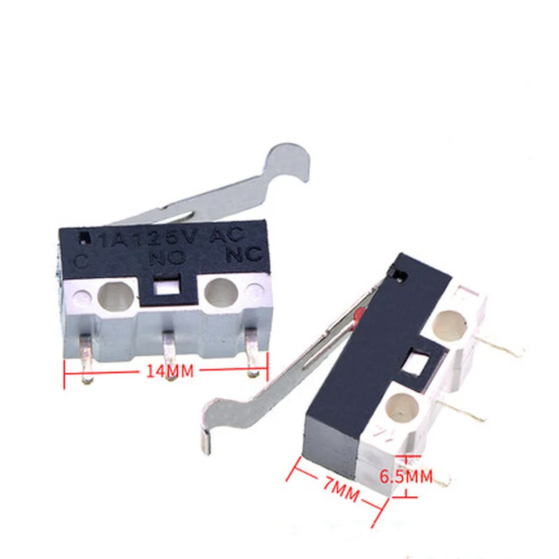 10 PCS Small Limit Microswitch Car Switch Scroll Wheel Microswitch Curved Foot Arc Handle Mouse Switch