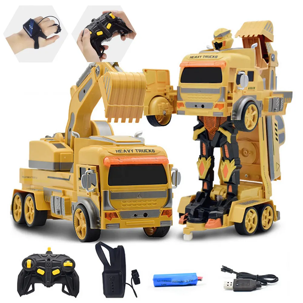 Детская Индукционная Игрушка RC Truck одна кнопка деформационная Инженерная машина трюк автомобиль часы Беспроводное управление RC игрушка для мальчиков Подарки