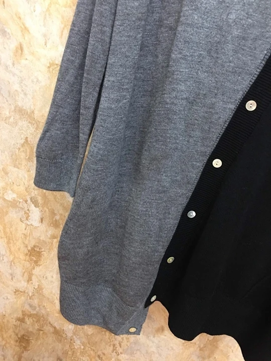 winter and Autumn new women's round neck color matching button decoration medium length cardigan top coat 1020