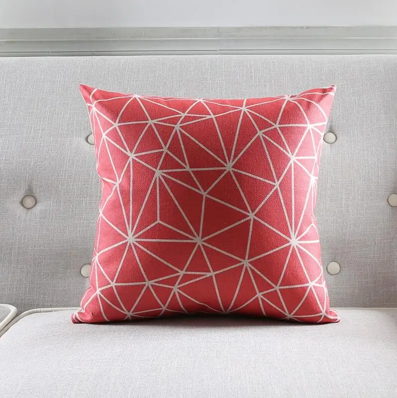Коралловый красным геометрическим Стиль печатных постельное белье, Ретро стиль, хлопковая Наволочка на подушку, декоративная подушка, подушка для автомобильного кресла для дома, Декор для дома, подушка-Чехол - Цвет: a3