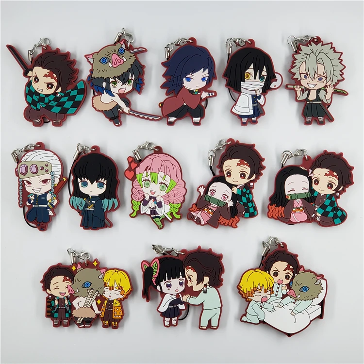 Demon Slayer Kimetsu no Yaiba Anime Kamado Tanjirou Nezuko Agatsuma Zenitsu Tokitou Muichirou Iguro Obanai Rubber Keychain | Украшения и