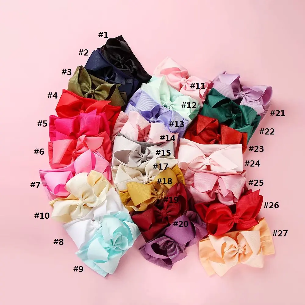 

27 Colors Baby Nylon Knotted Headbands Girls Big 6 inches Hair Bows Head Wraps Infants Toddlers Hairbands