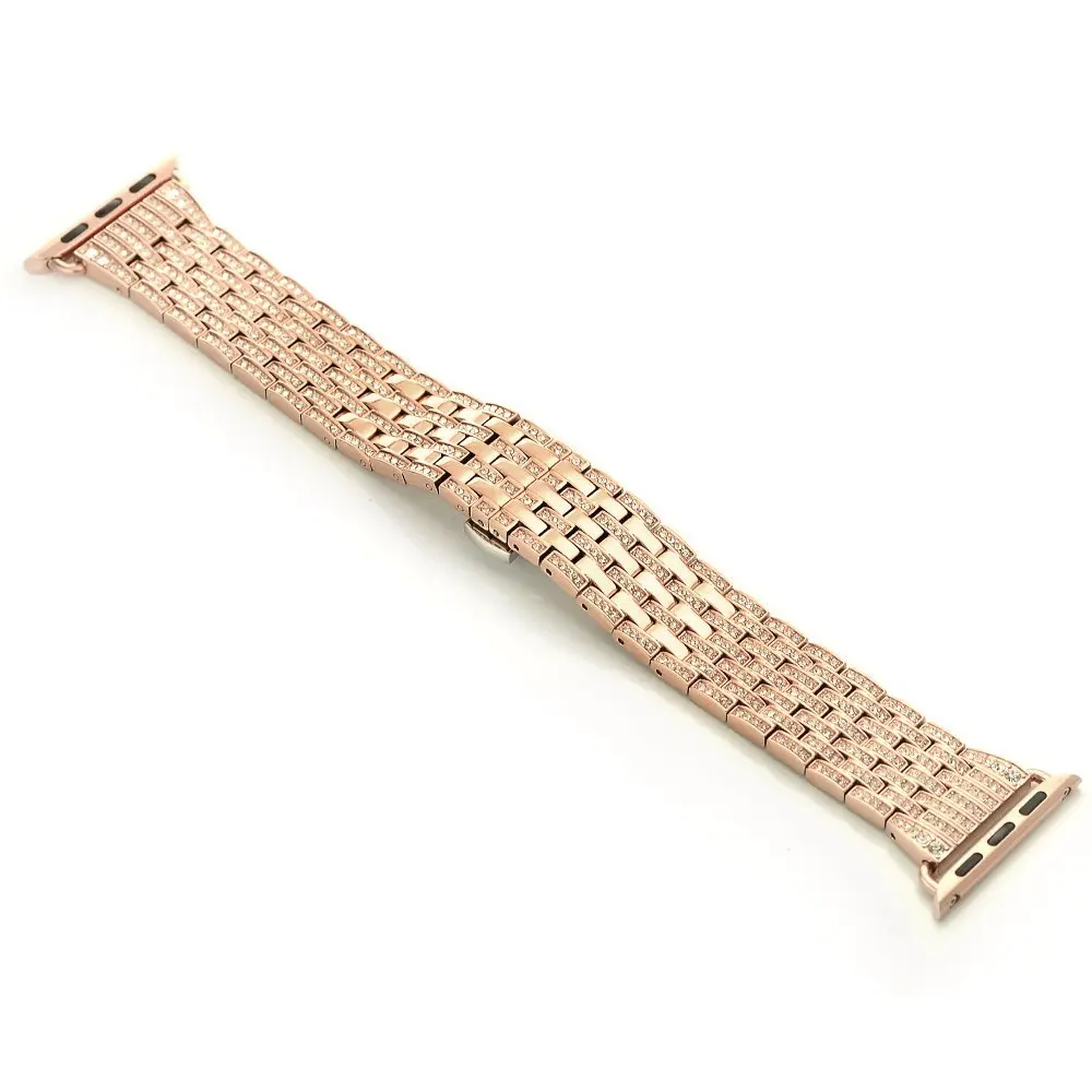 rose-gold Бриллиантовые браслеты для Apple Watch, серия 5, 4, стразы, роскошный браслет из нержавеющей стали для женщин, для Iwatch 40 мм, 38 мм - Цвет ремешка: rose-gold