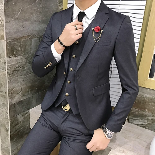 남성용 정장 웨딩 신랑 턱시도, 싱글 단추 슬림핏 비즈니스 무도회 드레스, 남성용 정장 드레스, 고품질 4