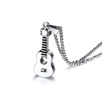 

Tone Acoustic Guitar Pendant Necklace for Men Stainless Steel Ashes Memorial Unisex Jewelry 24 inch
