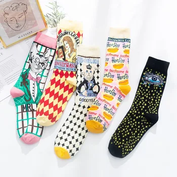 

Sweat-Absorbing Socks Men Women Socks Retro Style Fashion Crew Socks Mid Tube Stockings Breathable Unisex Cute Cat Cotton Sox