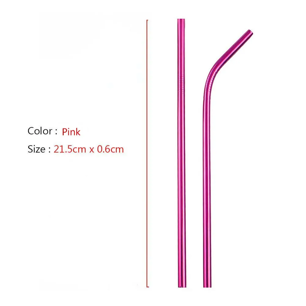 Premium Colorful Stainless Steel Straw Set with Cleaning Brush and Carry Bag