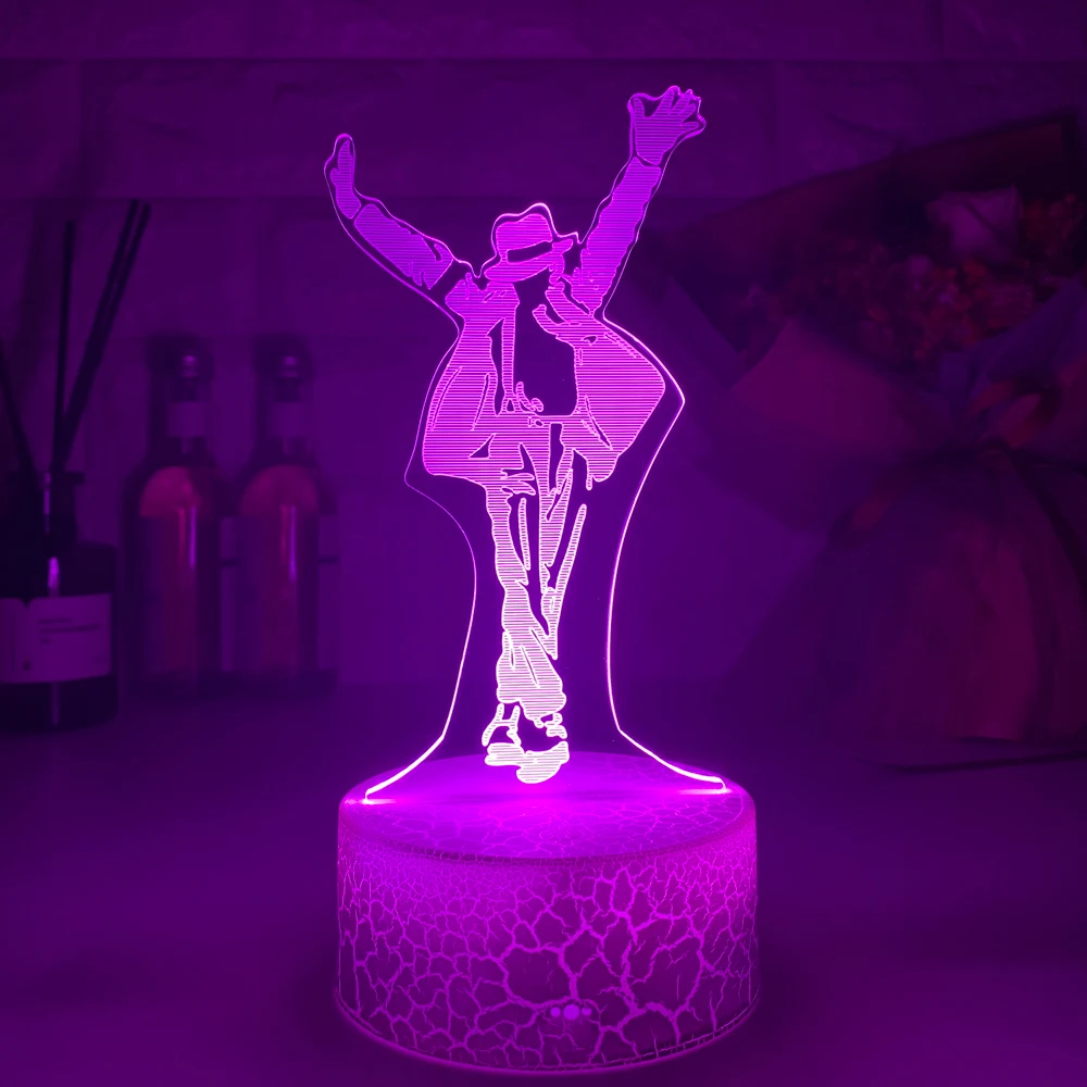 Michael Jackson Dancing Figure Led Night Light 3d Illusion Color Changing Nightlight for Home Decoration Bedside Table Lamp Gift