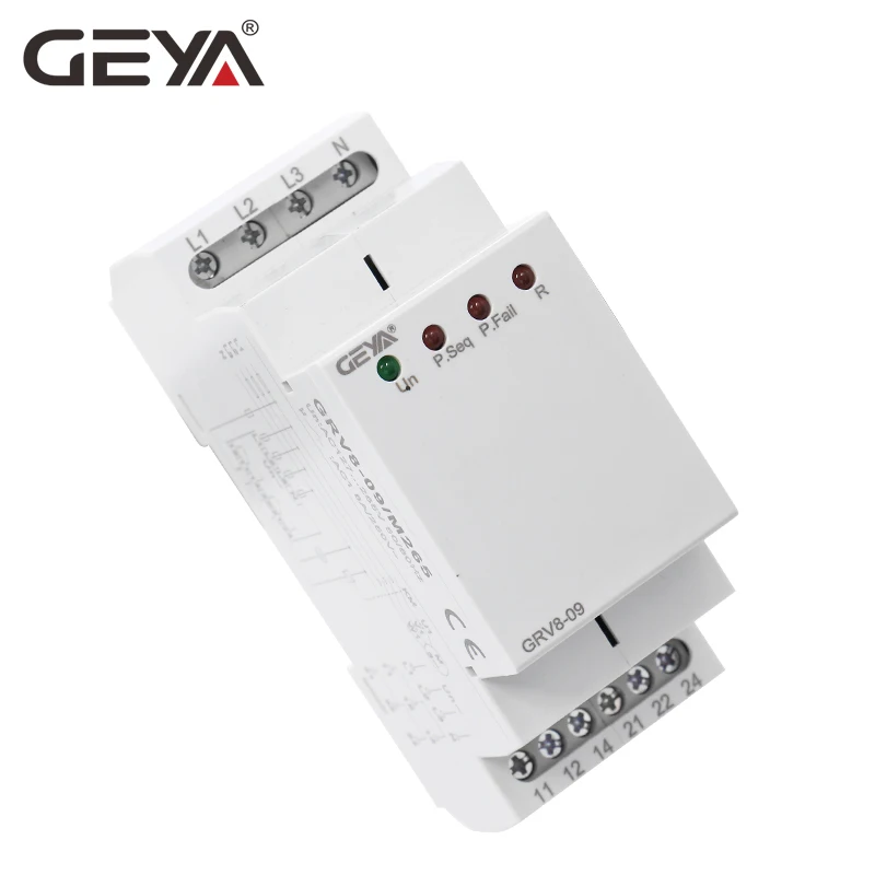 

GEYA GRV8-09 Phase Sequence Relay Phase Failure Relay 8A 2SPDT Phase Monitoring Device 36mm Width