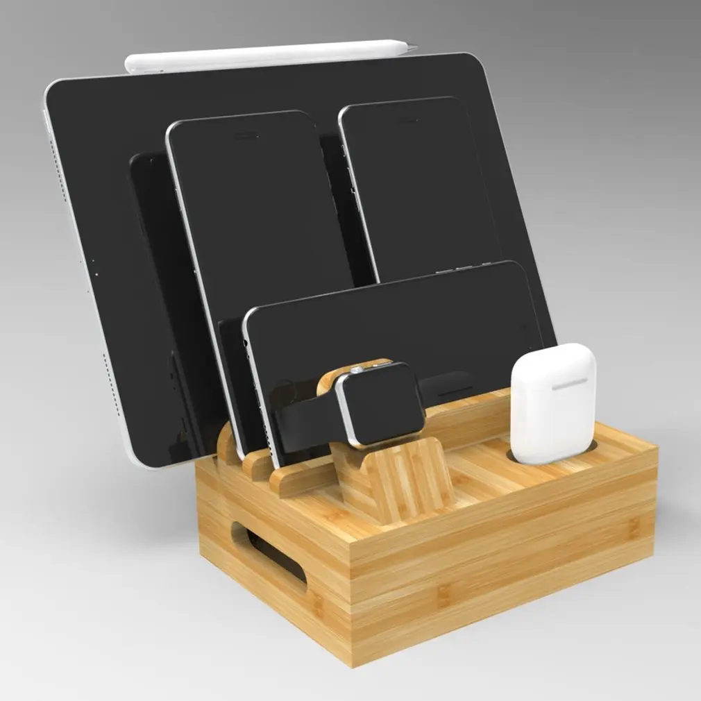 

Wooden Charging Dock Station Multi-Function for Mobile Phone Holder Stand Bamboo Charger Stand Base For Apple Watch iPad iPhone