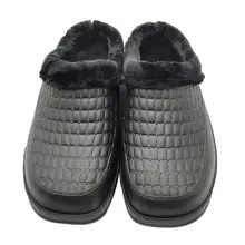 Зимние мужские тапочки; большие размеры 40-45; замшевые теплые тапочки в клетку; домашние мужские мягкие тапочки из ПВХ