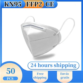 

50 piezas máscara facial FFP2 máscara facial KN95 de filtro antipolvo de boca mascarillas mascherine tapabocas má