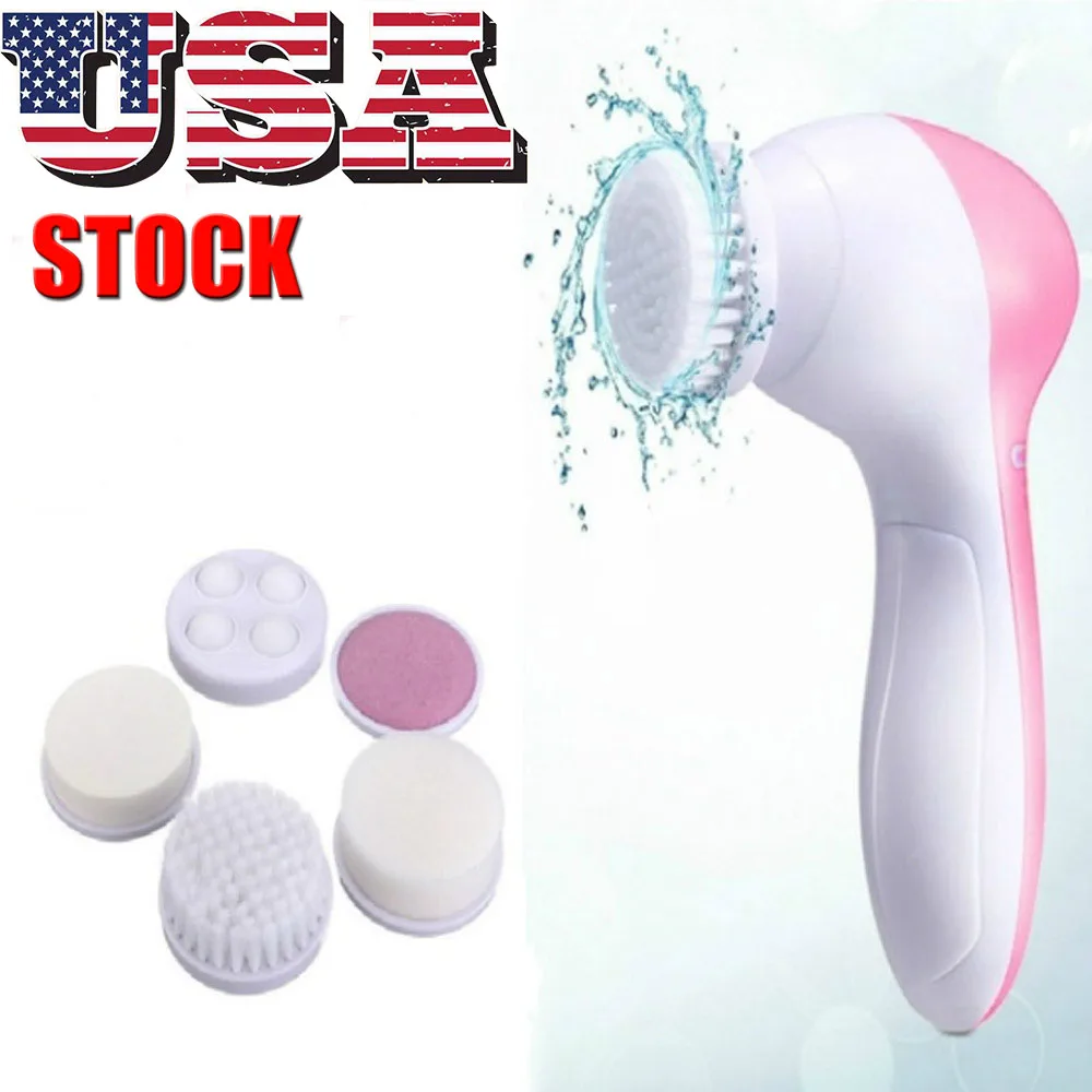 5 in 1 Professional Electric Facial Cleanser Wash Face Machine Pore Cleaner Mini Beauty Massager Brush Cleaning Skin Care | Красота и