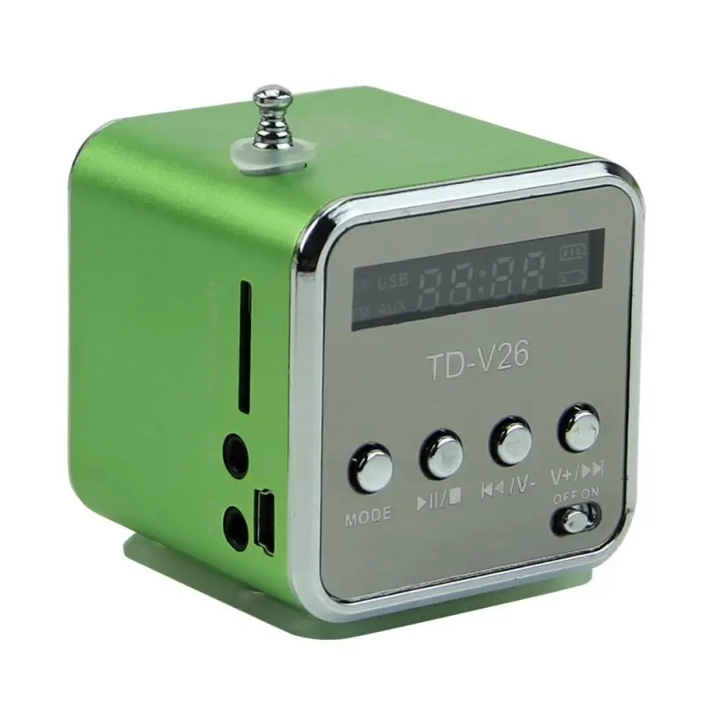 Зеленая трава Портативный TD-V26 мини-динамик MP3 музыкальные плееры с ЖК-поддержкой fm-радио микро TF SD Стерео Громкий динамик для ноутбуков мобильных телефонов - Цвет: Зеленая трава