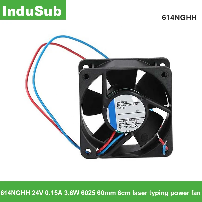

Original ebmpapst 614NGHH 24V 0.15A 3.6W 6025 60mm 6cm laser typing power fan