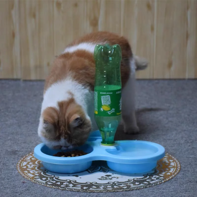 

Creative Dual Port Dog food Cat Pets Automatic Water Dispenser Feeder Bowl Utensils Pet Drinking Water Feeder Bowl for Cat Dog