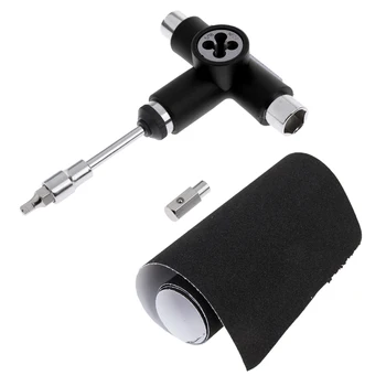 

Waterproof Skateboard Deck Sandpaper Grip Tape Griptape + Multi-functional Longboard Wrench Spanner Screwdriver