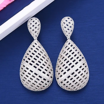 

Luxury African DUBAI Style Water Dangle Earrings For Women Wedding Bridal Earring Party Jewelry 2020 High Quality Cubic Zirconia