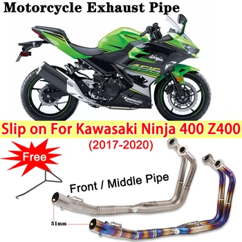 Slip on For Kawasaki Ninja 400 Z400 2017- 2020 Motorcycle Exhaust Modified Middle Front Link Pipe 51mm Escape Moto Front Muffler