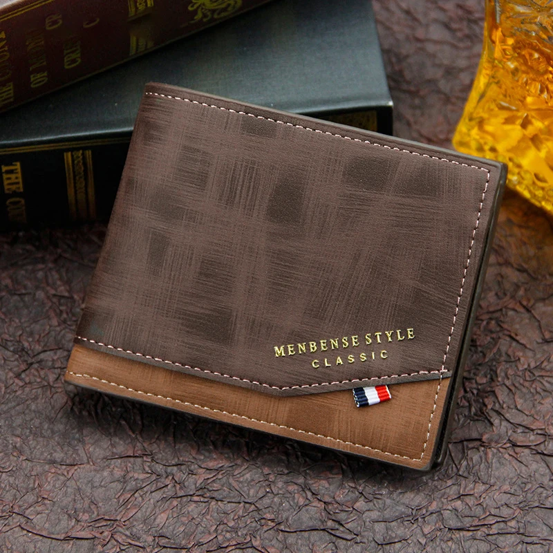 Venta Cartera de cuero para hombre, monedero pequeño de Color sólido, estilo Vintage, con múltiples tarjetas lbQKMdd0Rro