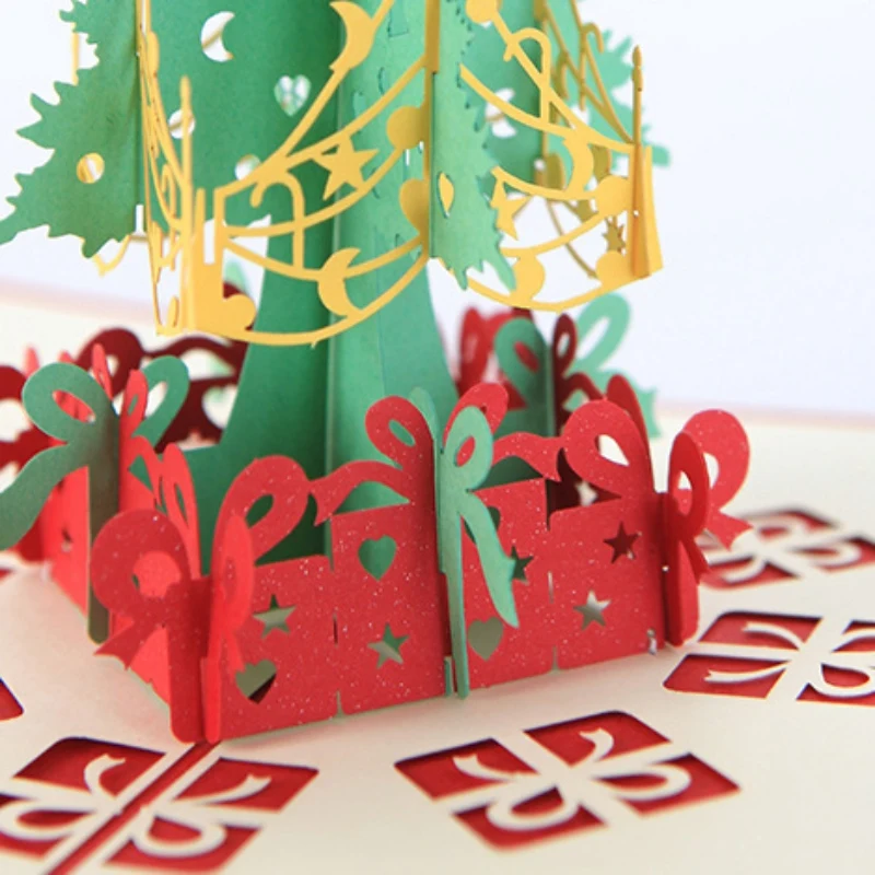  New Christmas Cards Christmas Tree Greeting Card Unique Holiday Postcards With Envelope 3D Popup In - 4000558804165