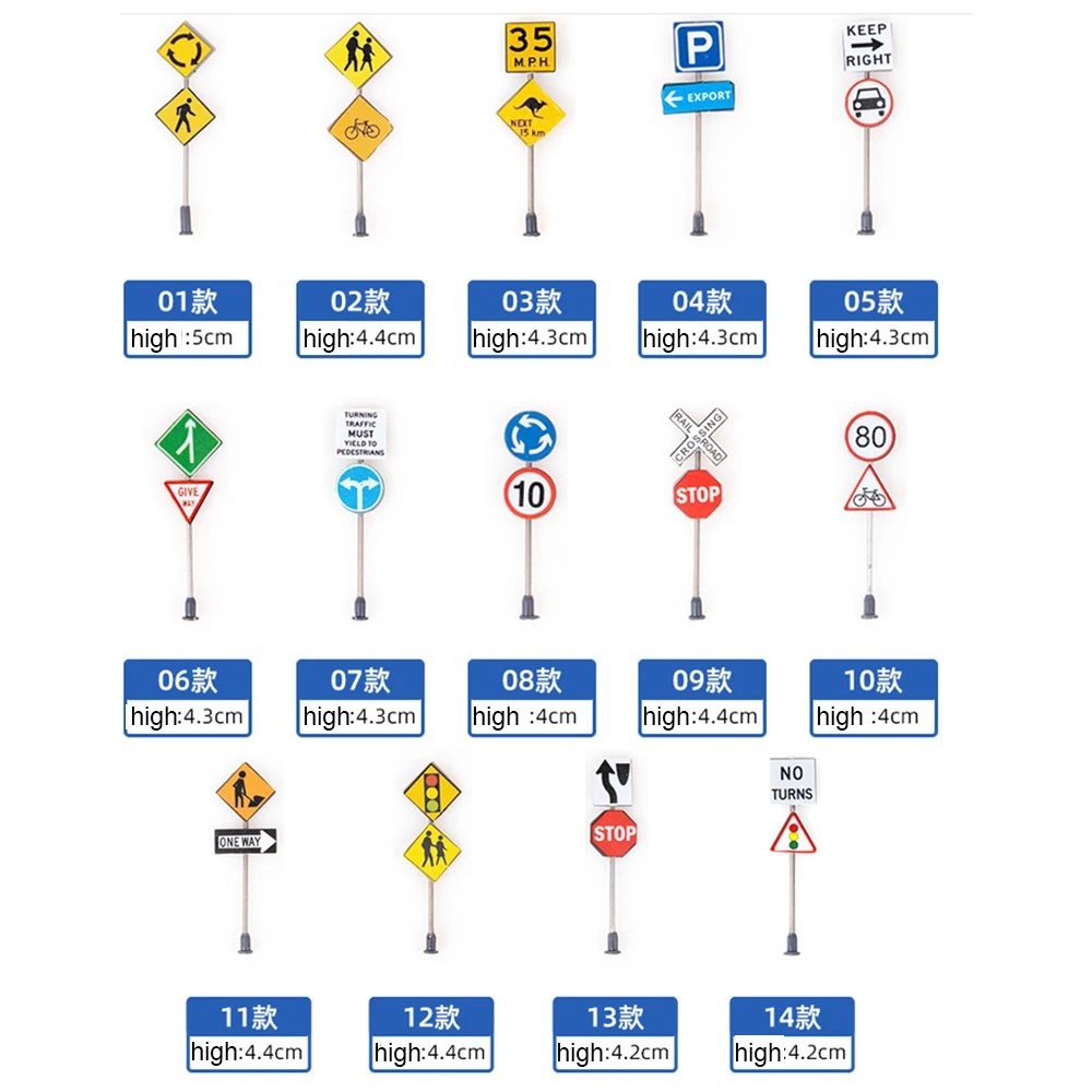 

DIY Traffic Road Signs Toy Accessories Model Diorama Sand Table Architectural Landscape Garden Decoration Gifts For Kids 2head