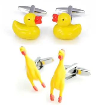 

10pairs/lot Big Yellow Duck Cufflinks Men's Shirt Cuff Button Copper Plating Cuff Link Men's Jewelry Wholesale