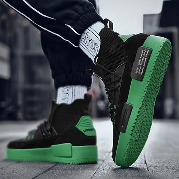 

Casual men shoes socks breathable mesh sneakers high quality leather rubber sole non-slip hard-wearing running shoes