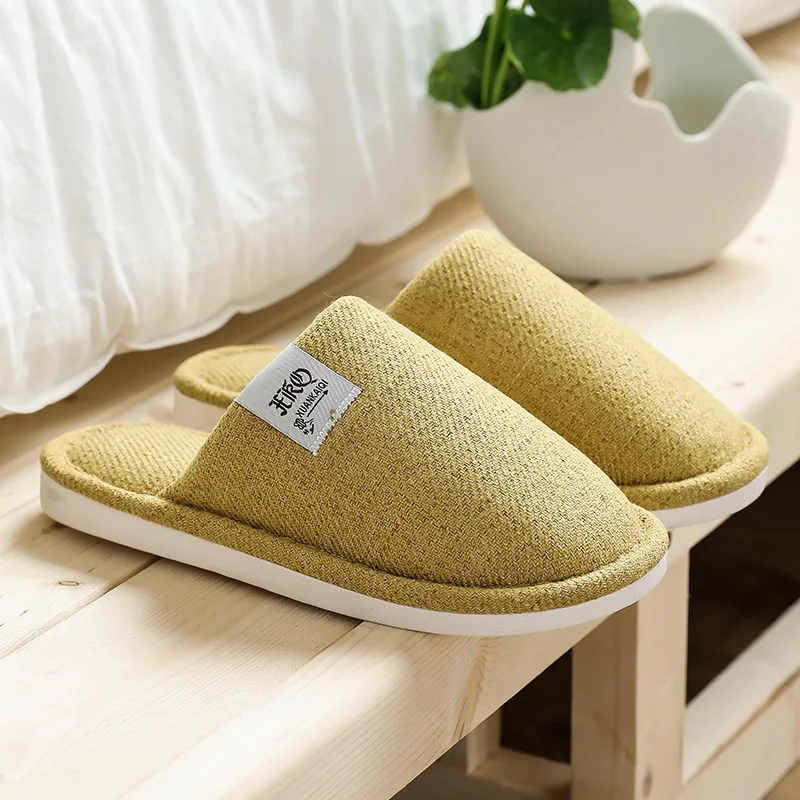 

Mens House Slippers Blue Spring Autumn Shoes Women Home Slippers Indoor Warm Soft Flax Male Slipper Adult Moccasin Room Footwear