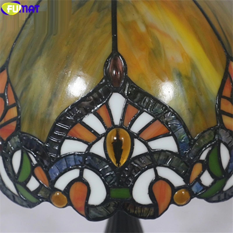 FUMAT Tiffany Style Desk Lamp Stained Glass Chili Gemstone Table Light Orang Color Lampshade Alloy Frame Base Handcraft Home Decro 23