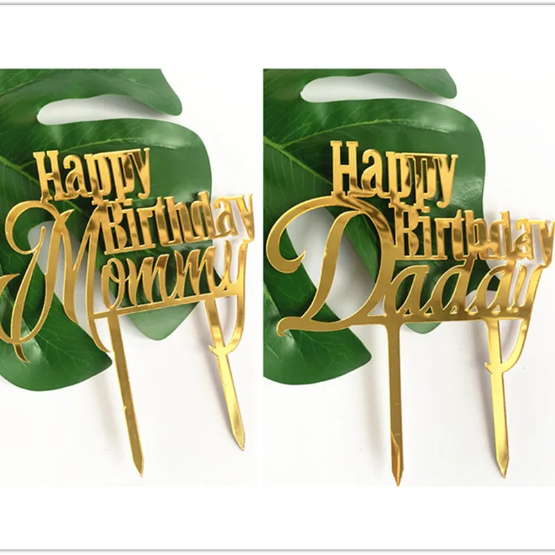 CAKE TOPPER IN PLEXIGLASS A SPECCHIO BUON COMPLEANNO ROSA GOLD 20 CM