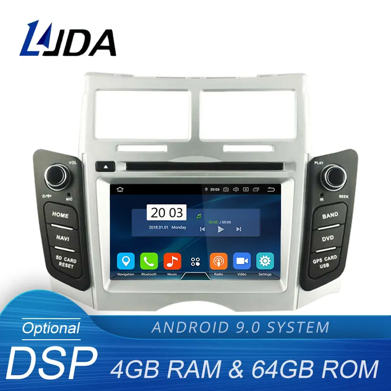 LJDA Android 9,0 автомобильный dvd-плеер для Toyota Yaris 2005-2011 Wifi gps Навигация стерео 2 Din автомагнитола 4G+ 64G Мультимедиа DSP ips