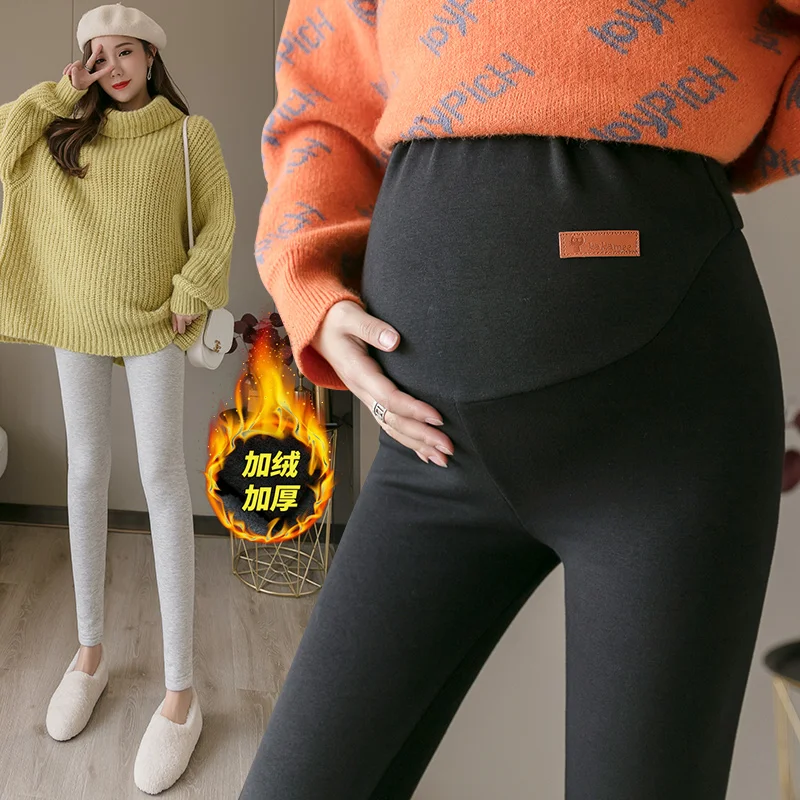 Velvet Maternity Leggings Pants For Pregnant Women Warm Winter Clothes Thickening Pregnancy Trousers Clothing