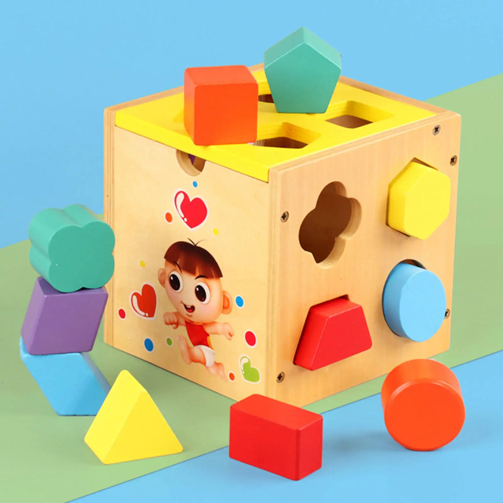 Wooden Cube Toys Puzzle Baby Plug-in Box Toy Train Motor Skills Learning to Promote Shape Recognition and Focus |