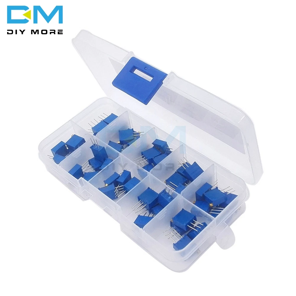 

50Pcs/Lot 3296W Multiturn Trimmer Potentiometer Kit High Precision 3296 Variable Resistor 500R 1K 2K 5K 10K 20K 50K 100K 200K 1M