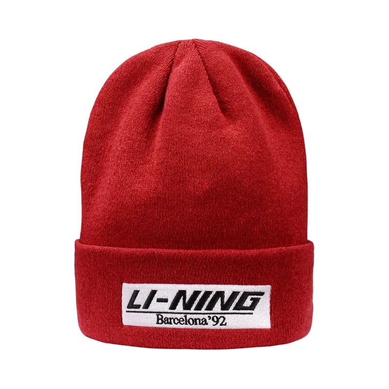 Li-Ning, унисекс, трендовая вязаная шапка, теплая, комфортная, 22,5 см, с подкладкой, спортивные шапки, шапки, AMZP036 PMM325