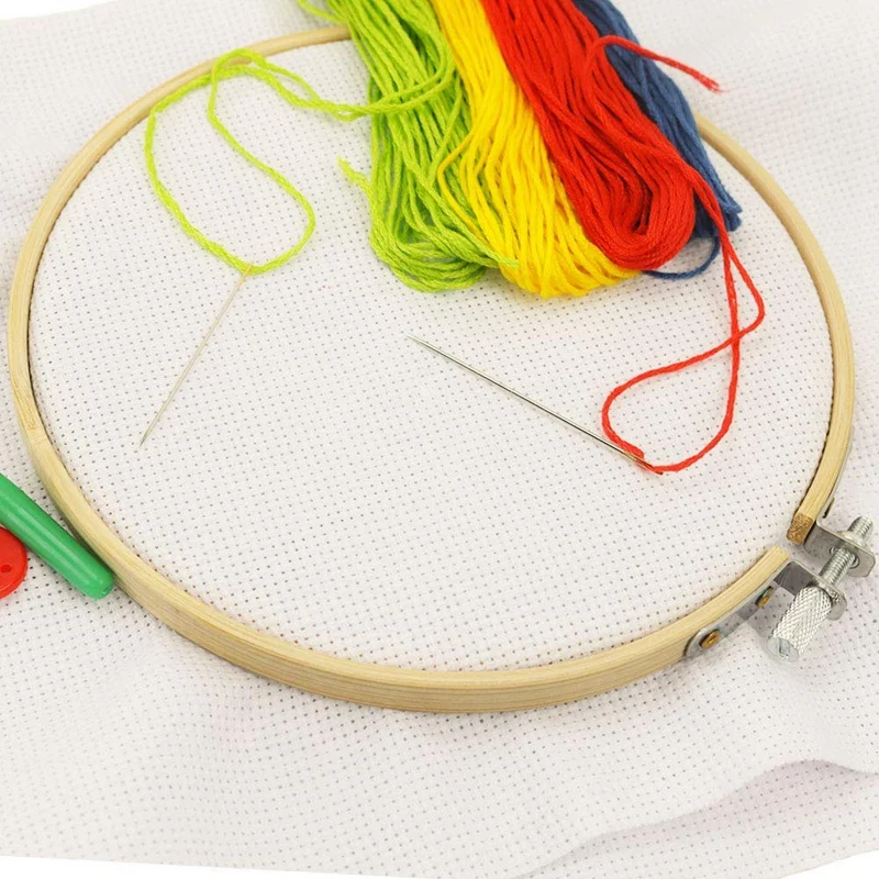 6 Pcs In Set Round Natural Bamboo Wooden Sewing Embroidery Cross Stitch Ring Hoop- Diy Art Craft Handy Needlepoint Sewing Hoops