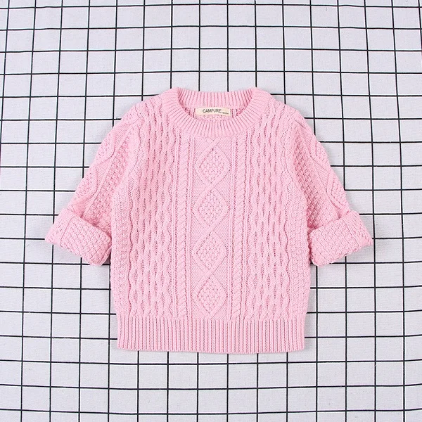 pink Зимняя Осенняя вязаная Свободная куртка детская одежда теплые хлопковые пуловеры для маленьких мальчиков модный детский свитер для девочек LZ076 - Цвет: pink