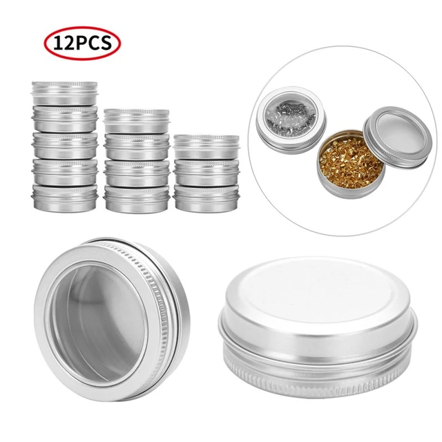 24pcs 25ml Aluminium Empty Tin Cans Screw Round Metal Cosmetic Sample Balm  Tins Containers (Silver) 