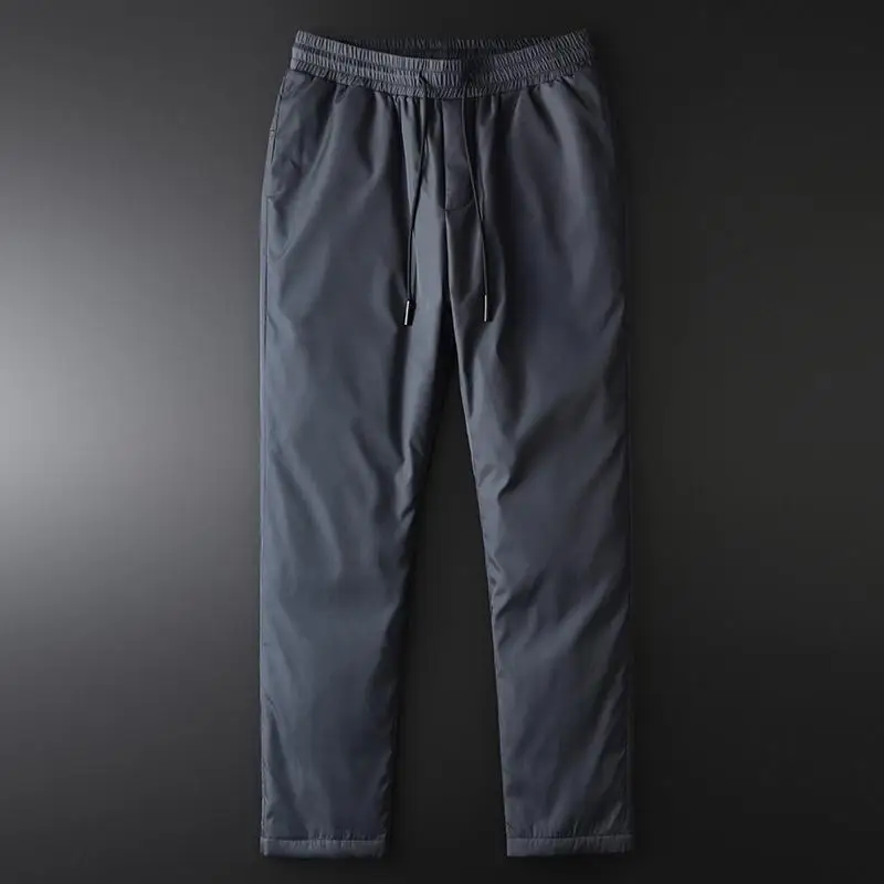 GREY HK-19252 Minglu, зимние мужские пуховые штаны, Роскошные, согревают и носят на открытом воздухе, повседневные мужские пуховые штаны размера плюс 4xl, плотные Мужские штаны - Цвет: GREY HK-19252