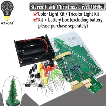 

Three-Dimensional 3D Christmas Tree LED DIY Kit Red/Green/Yellow RGB LED Flash Circuit Kit Electronic Fun Suite